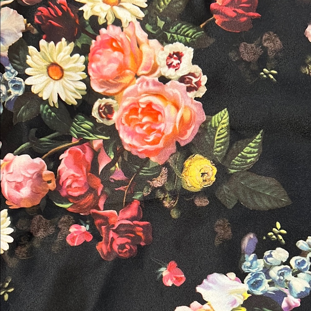 Floral Print Black Scarf